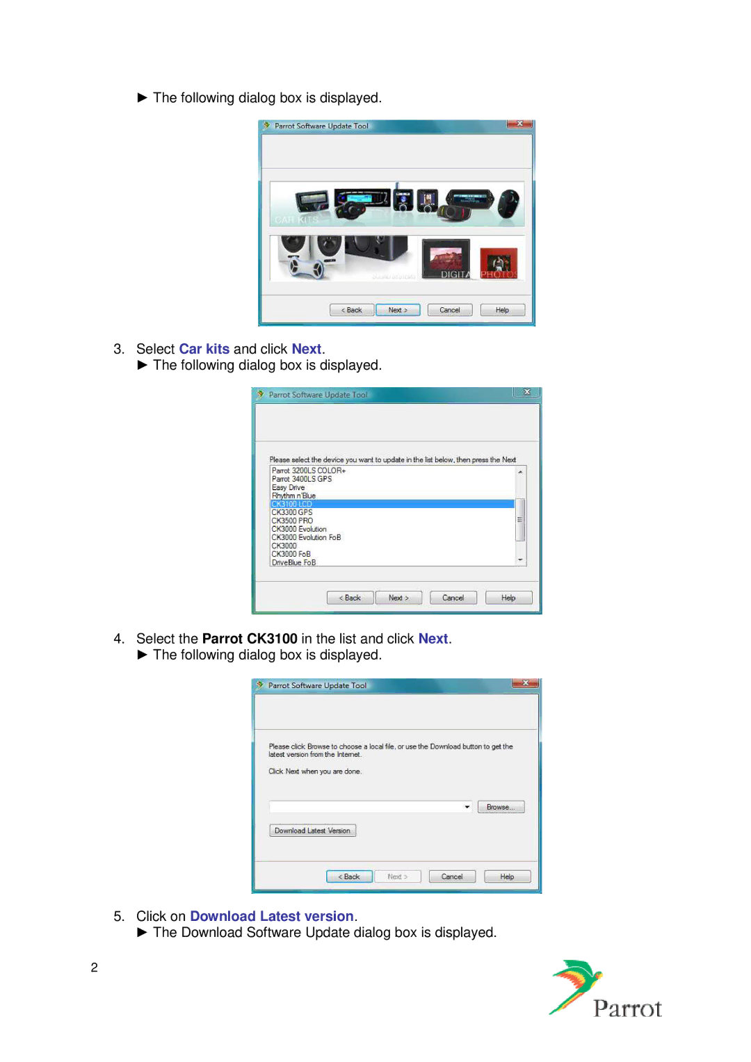 Parrot CK3500, CK3100, CK3300 manual Click on Download Latest version 