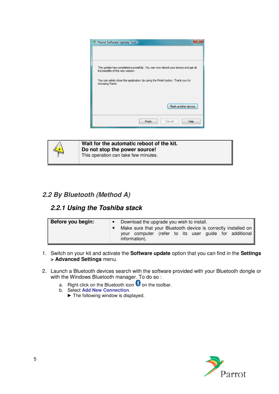 Parrot CK3500, CK3100, CK3300 manual By Bluetooth Method a, Advanced Settings menu 