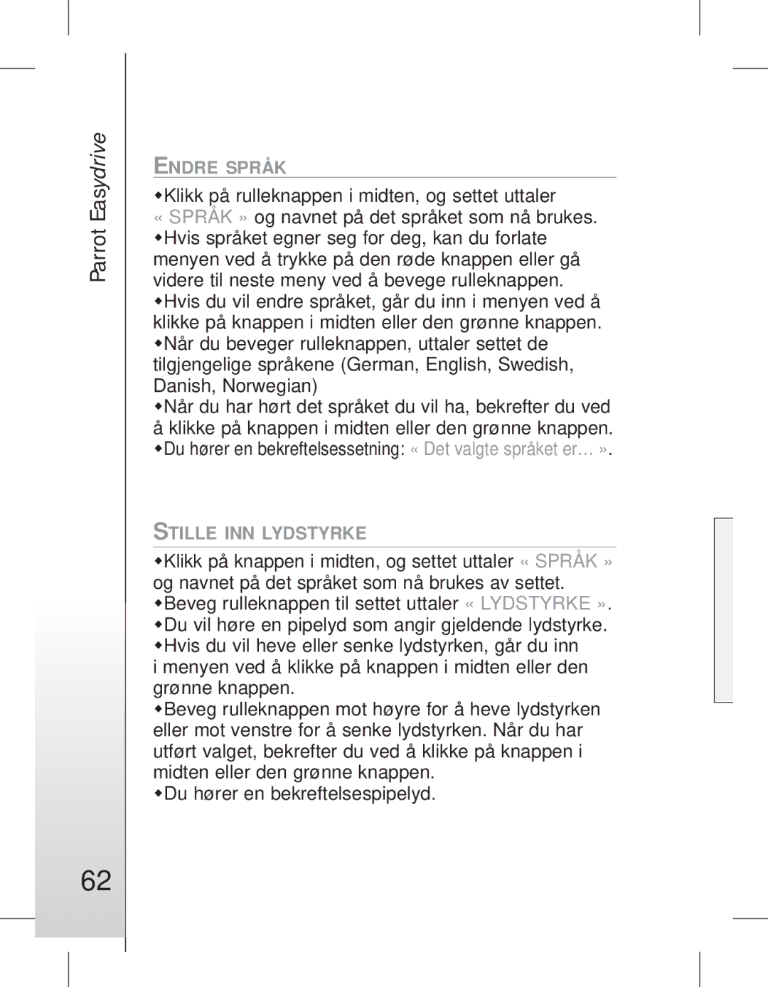 Parrot EASYDRIVE manual #62 