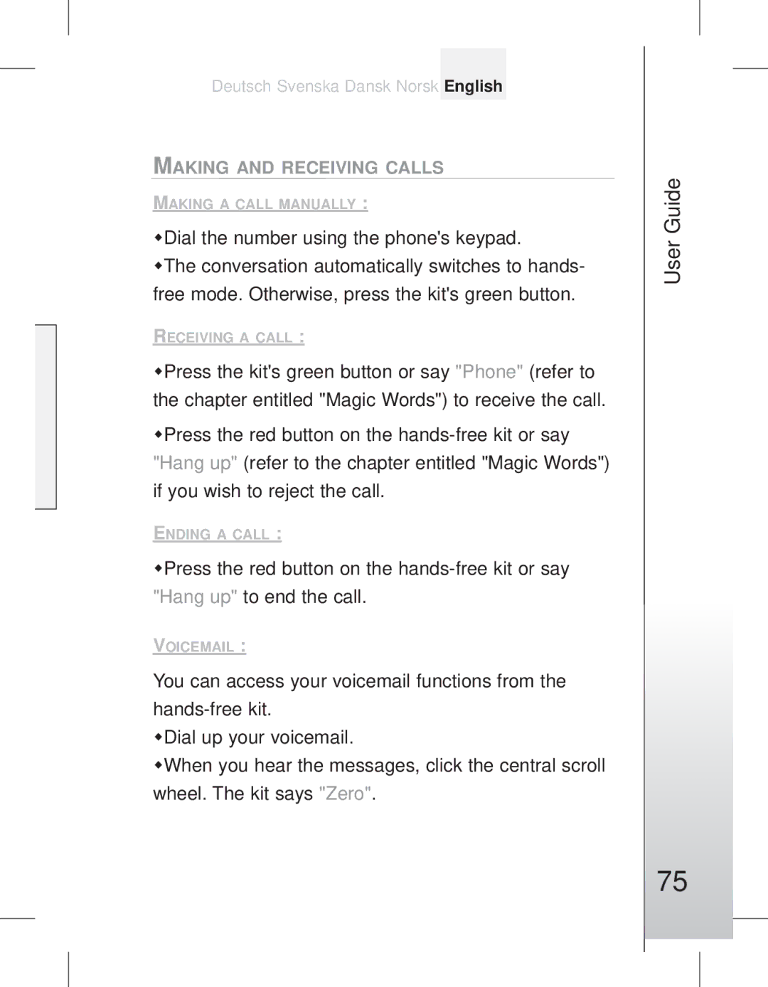 Parrot EASYDRIVE manual 7512, ŠDial the number using the phones keypad 