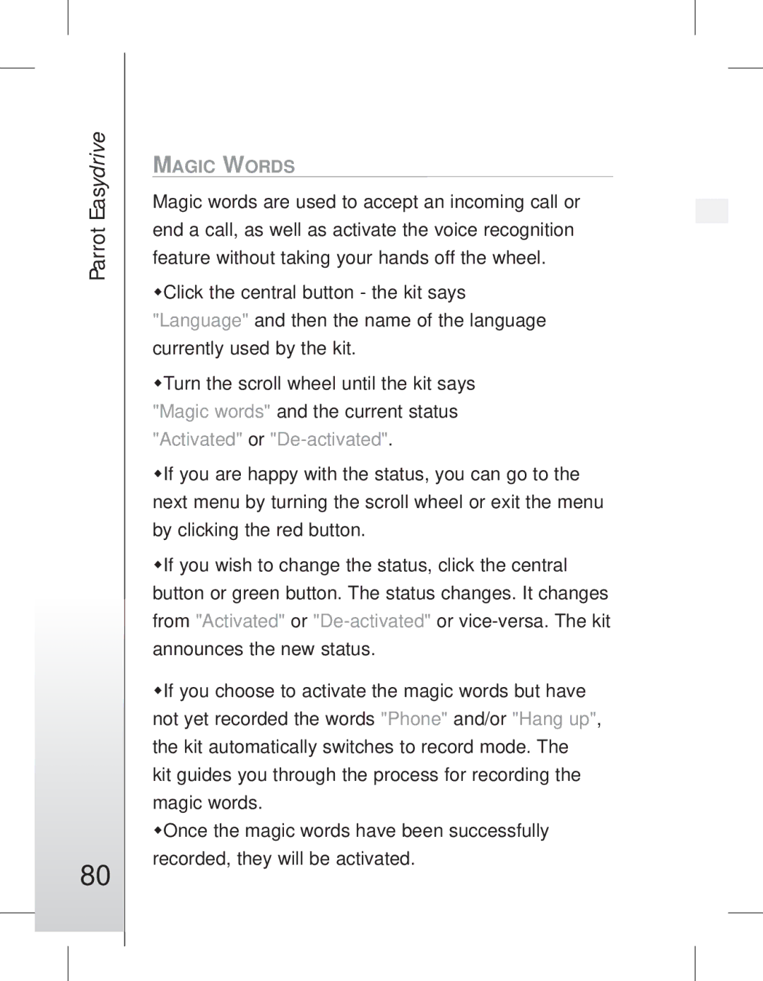 Parrot EASYDRIVE manual #80 