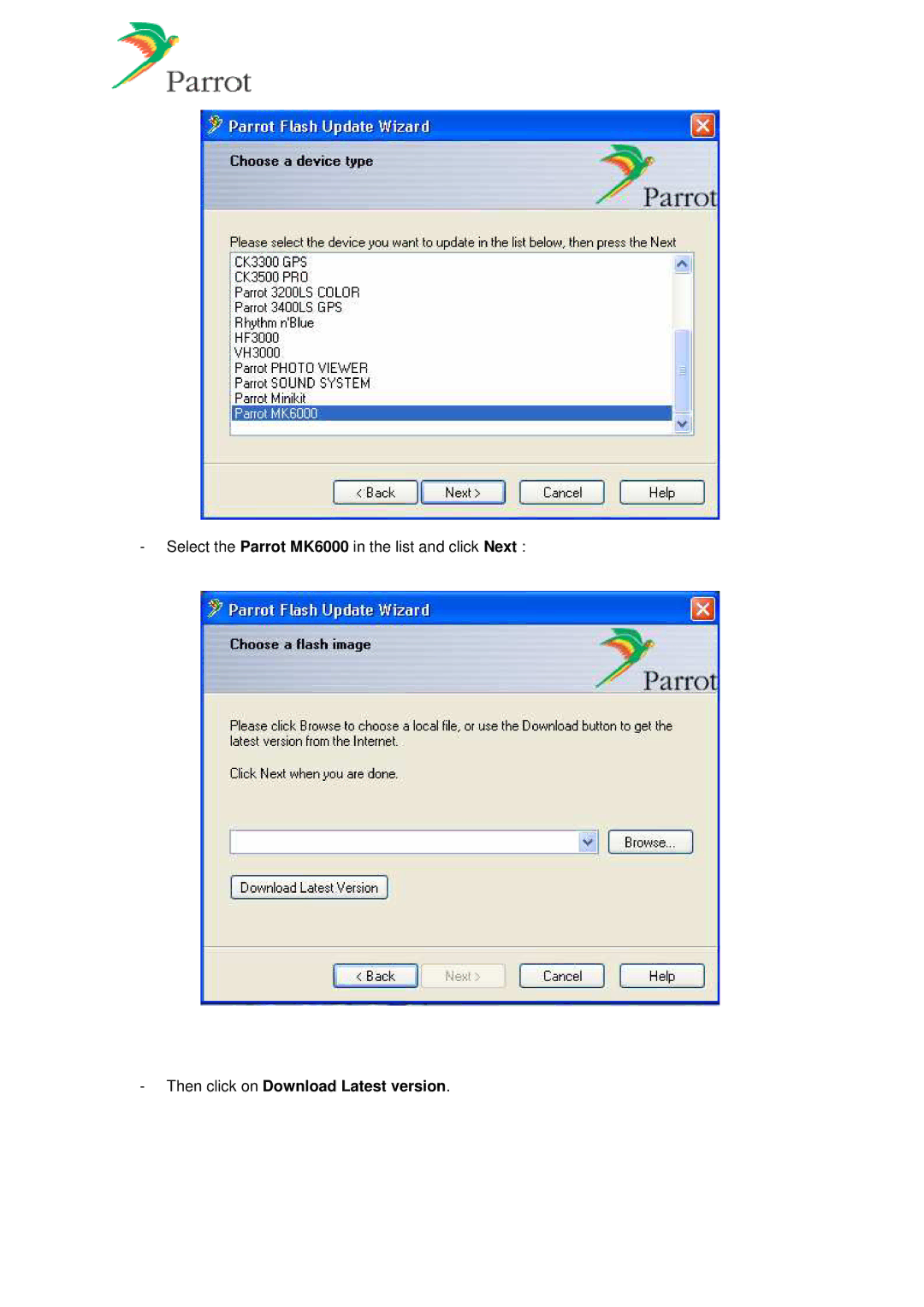 Parrot MK6000 manual Then click on Download Latest version 