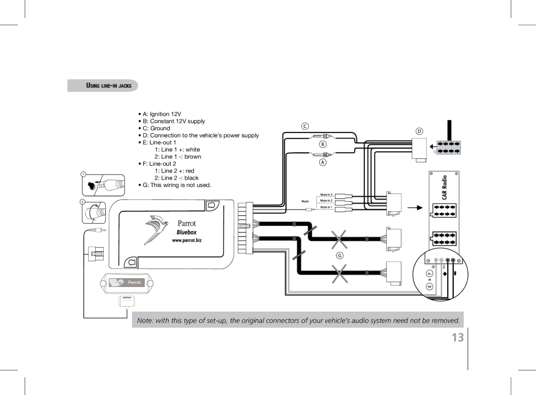 Parrot MK6100 user manual Using line-in jacks 