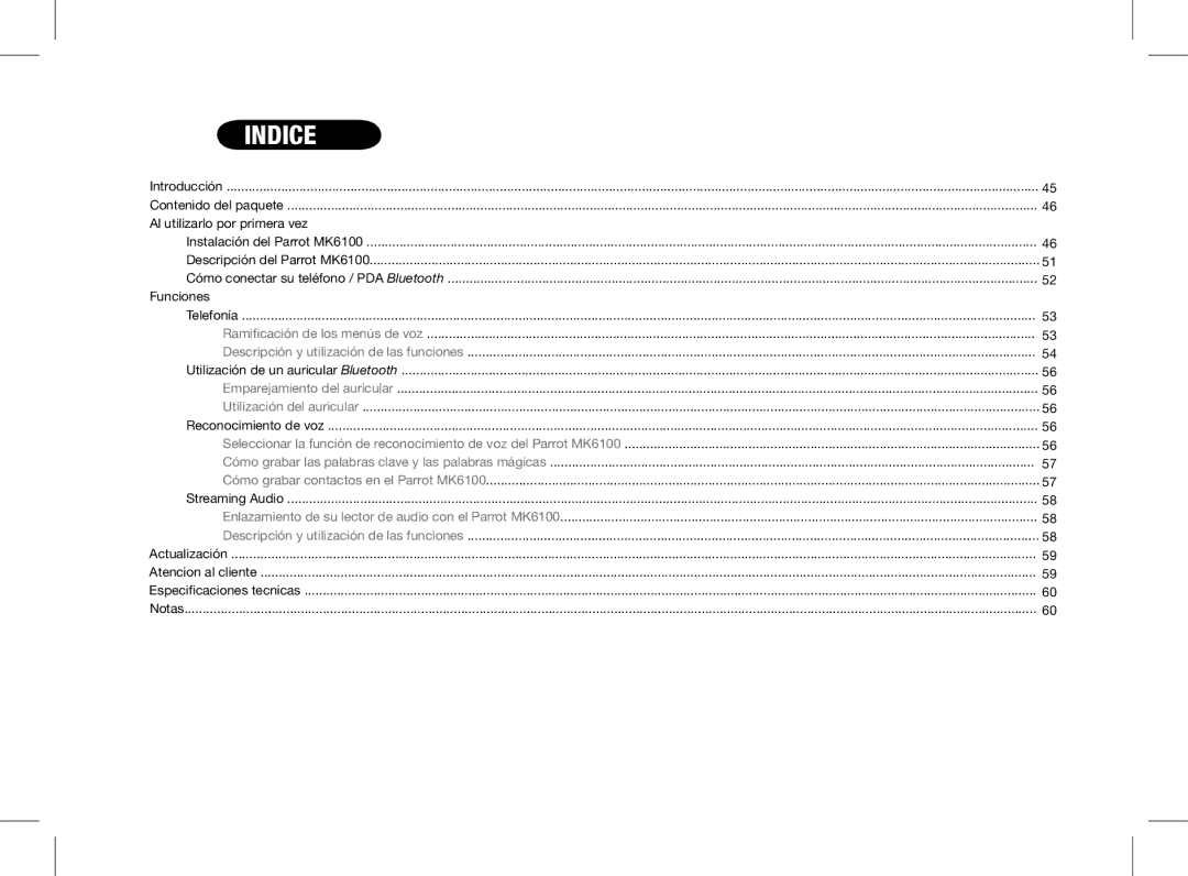 Parrot MK6100 user manual Al utilizarlo por primera vez, Funciones 