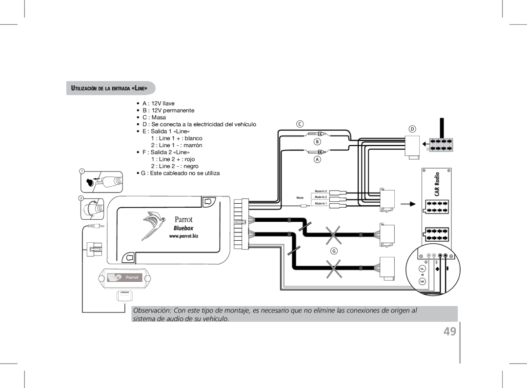 Parrot MK6100 user manual Utilización de la entrada «Line» 