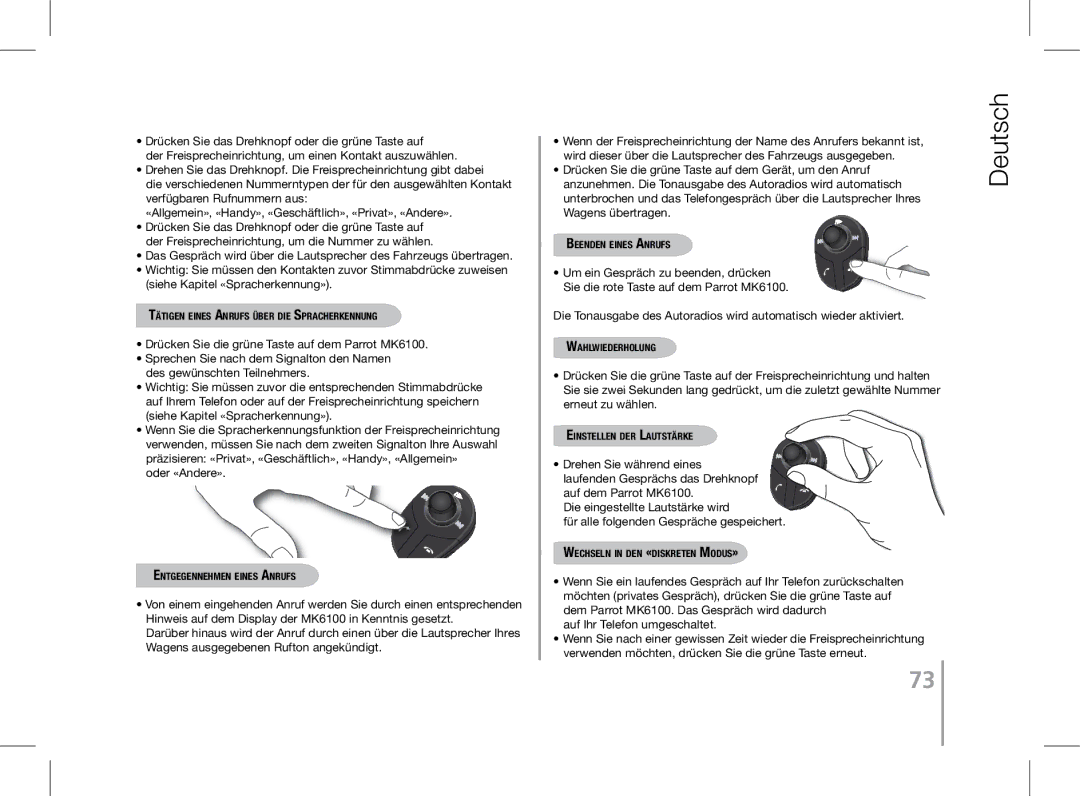 Parrot MK6100 user manual Oder «Andere», Auf Ihr Telefon umgeschaltet 