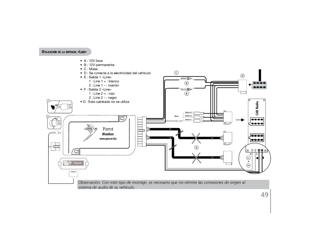 Parrot MK6100 user manual Utilización de la entrada «Line» 