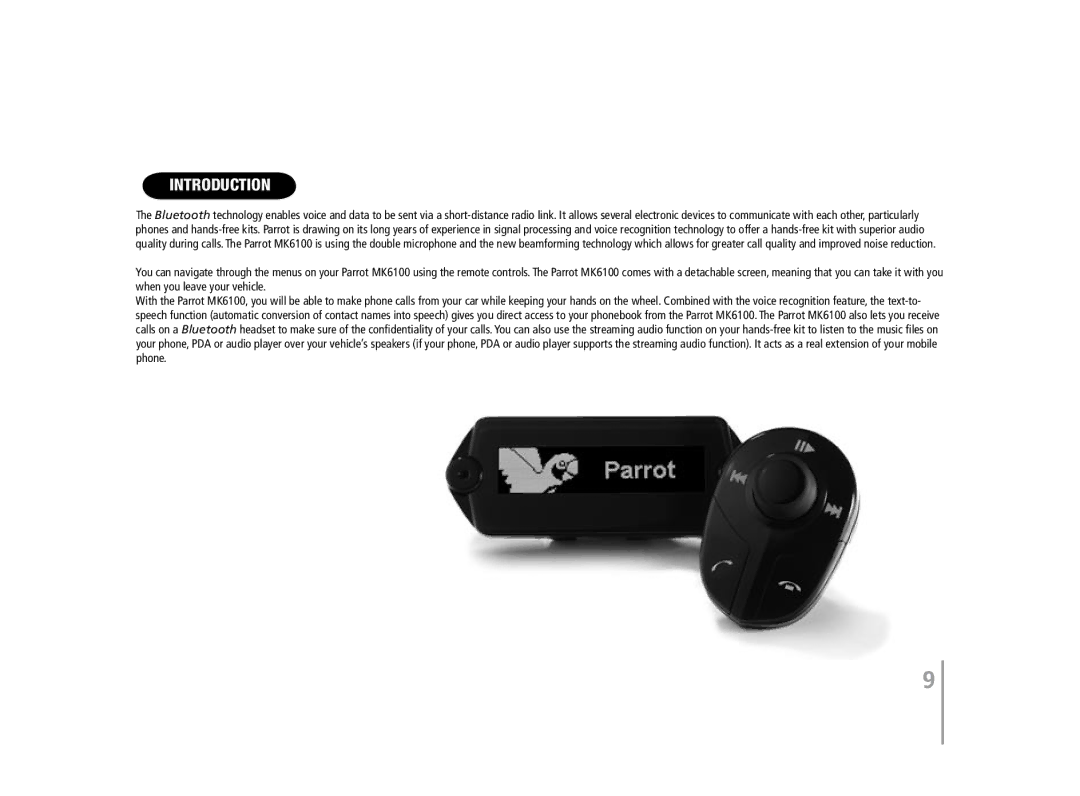 Parrot MK6100 user manual Introduction 