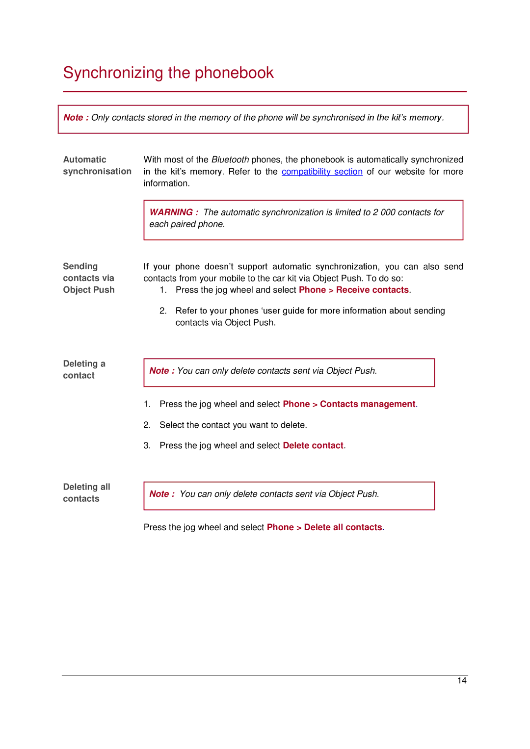 Parrot MKI9100 manual Synchronizing the phonebook, Synchronisation 