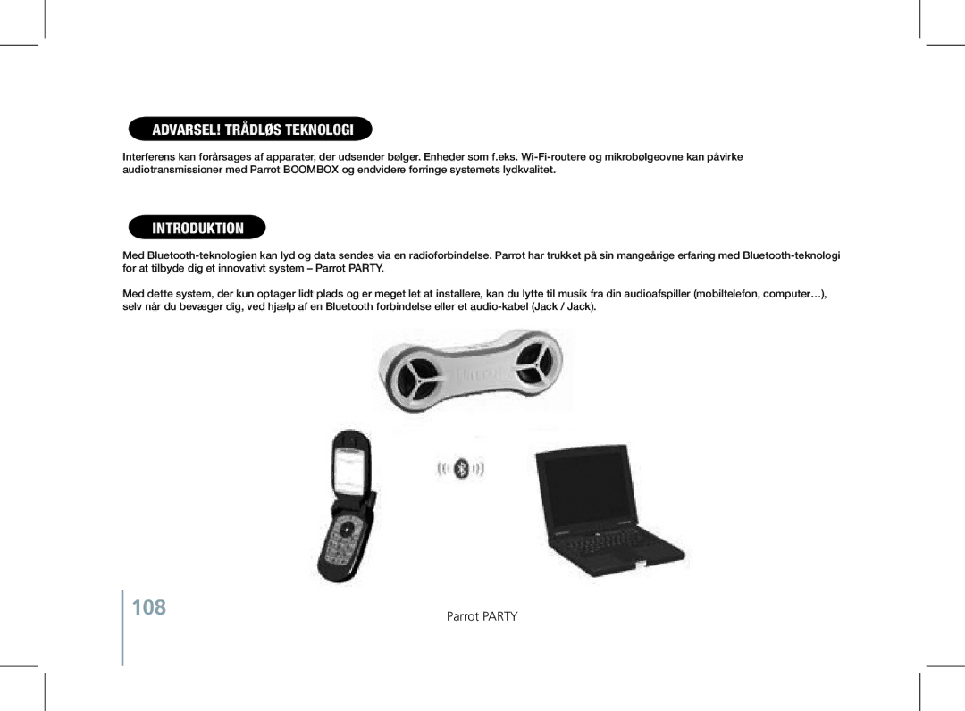 Parrot PF520130AA user manual 108, Introduktion 