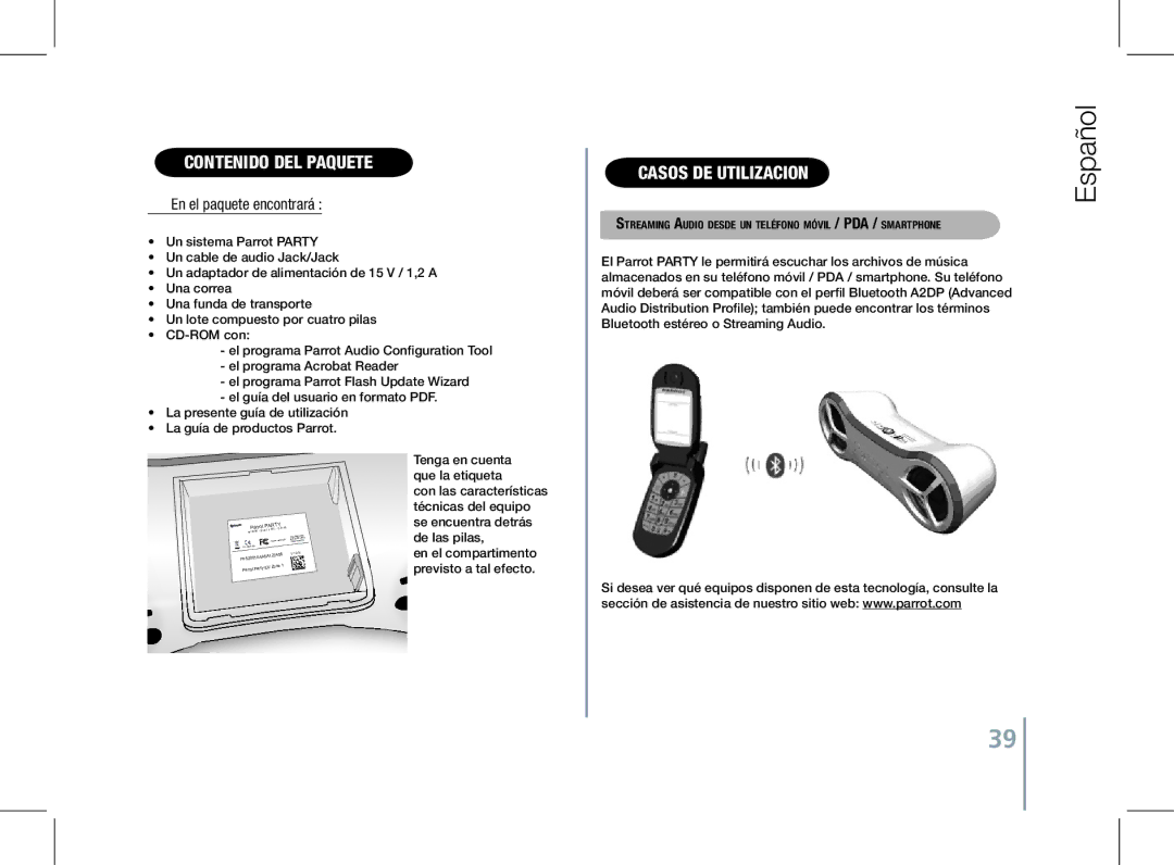 Parrot PF520130AA user manual Contenido del paquete, Casos de utilizacion, En el paquete encontrará 