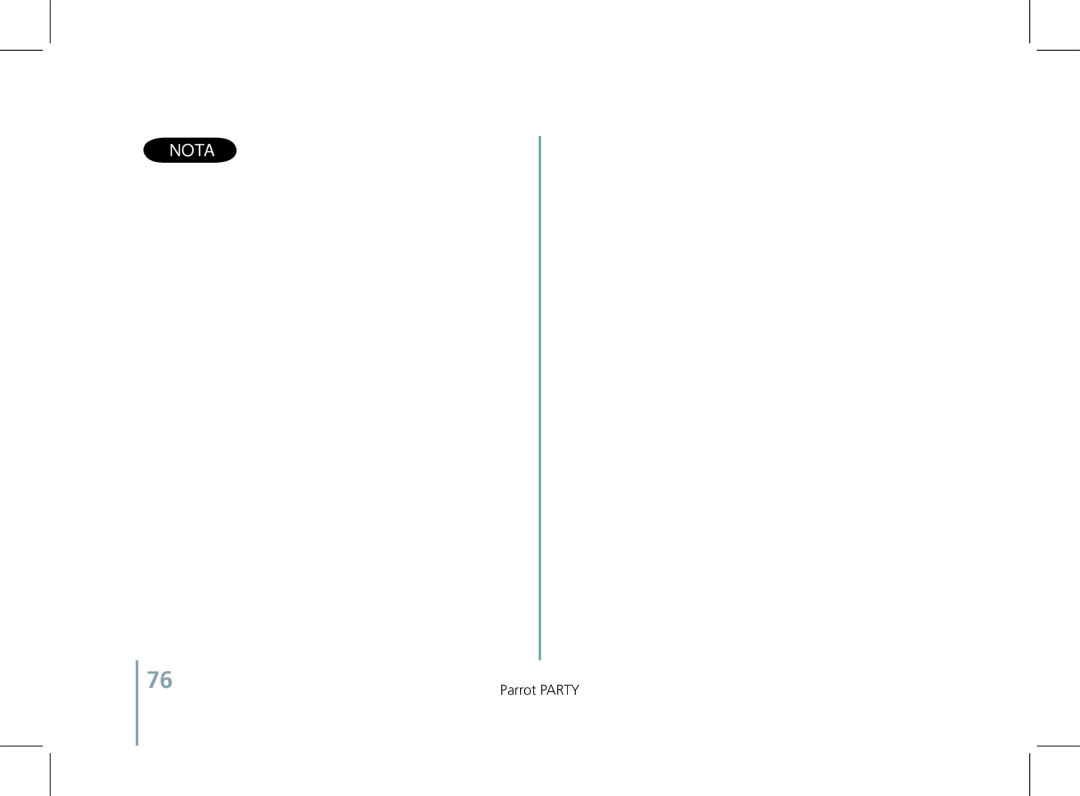 Parrot PF520130AA user manual Nota 