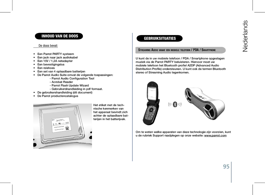 Parrot PF520130AA user manual Inhoud van de doos, Gebruiksituaties, De doos bevat 