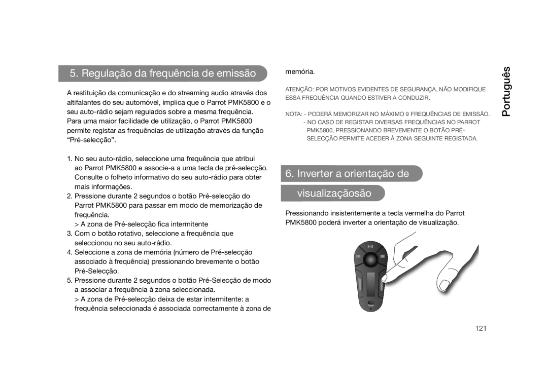 Parrot PMK5800 user manual Regulação da frequência de emissão, Português 