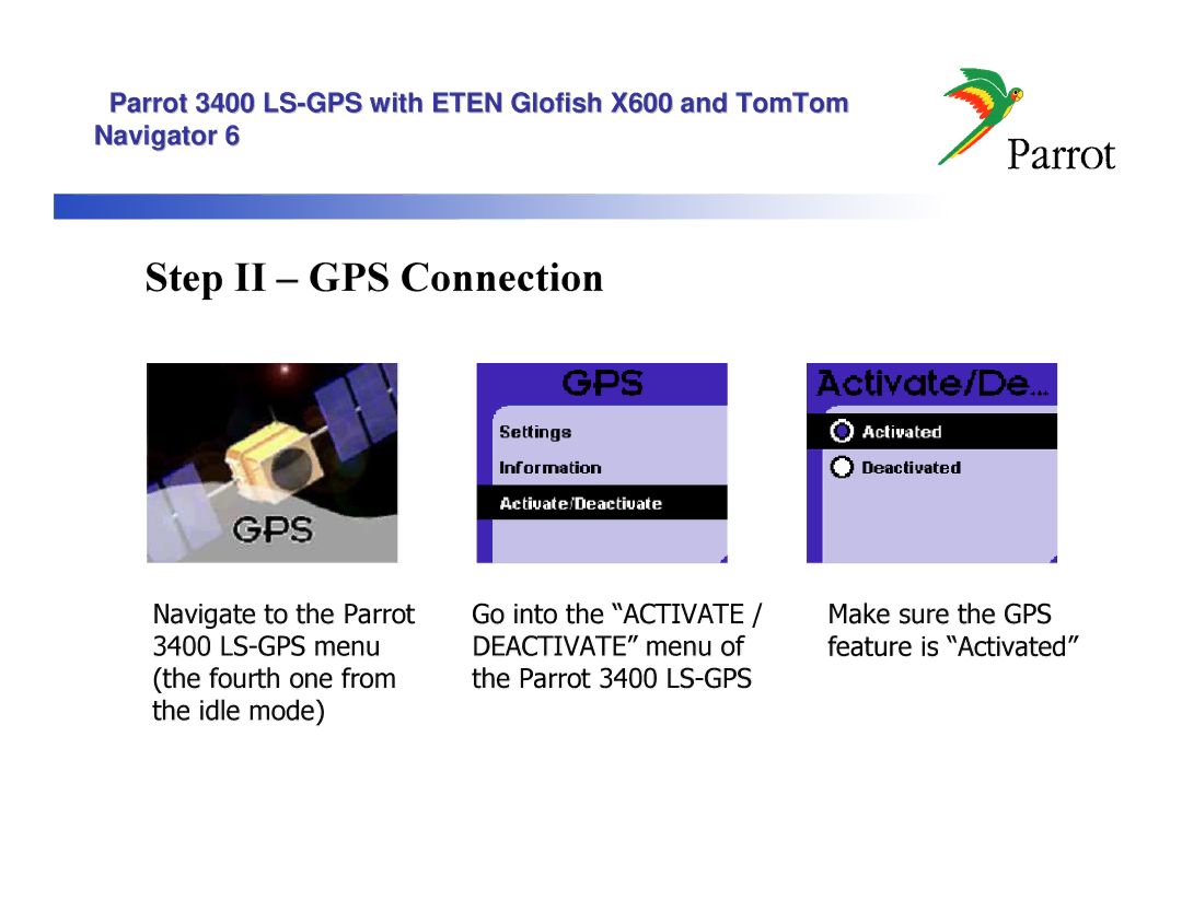 Parrot X600 manual Parrot 3400 LS-GPS 