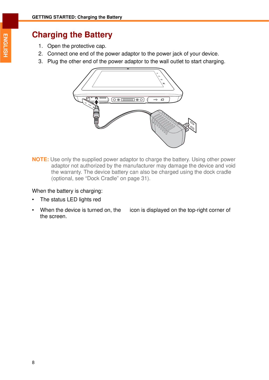 Partner Tech EM-70B user manual Charging the Battery 