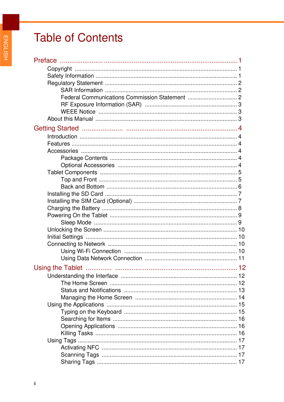 Partner Tech EM-70B user manual Table of Contents 