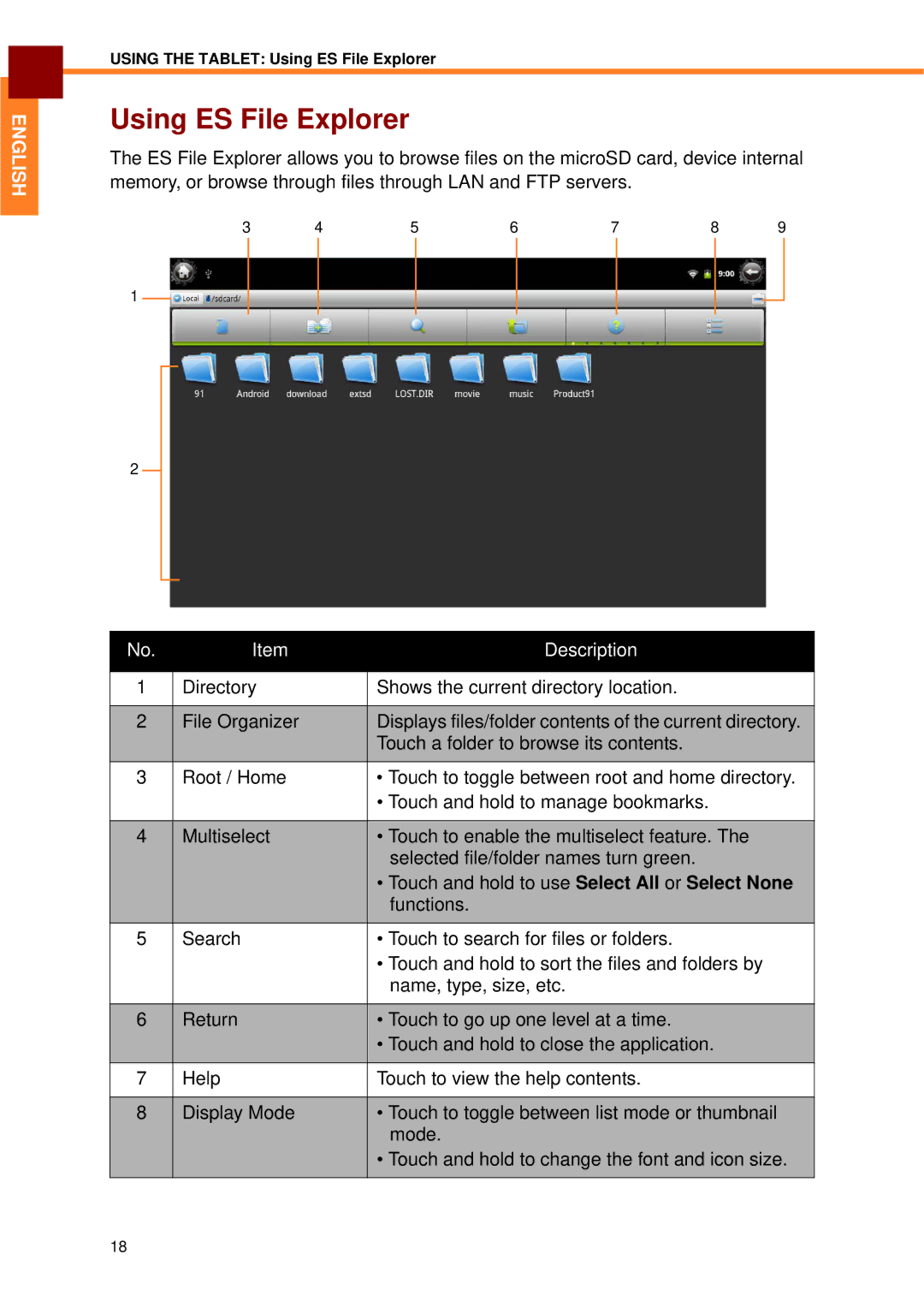 Partner Tech EM-70B user manual Using ES File Explorer 