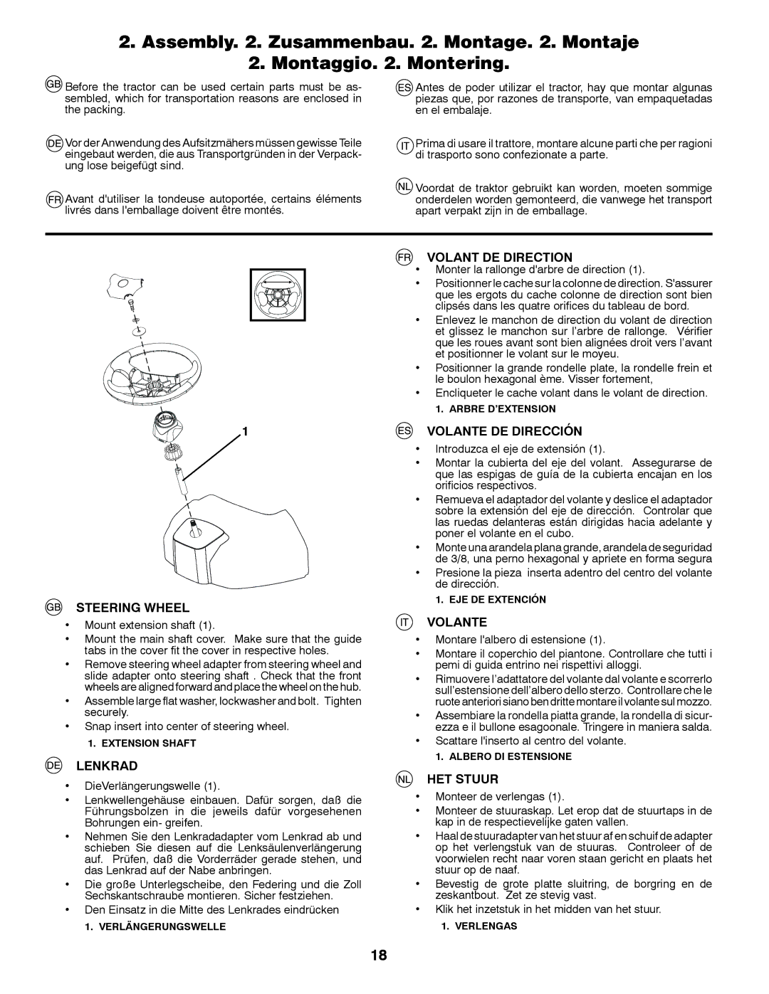 Partner Tech P11577 instruction manual Steering Wheel, Lenkrad, Volant DE Direction, Volante DE Dirección, HET Stuur 