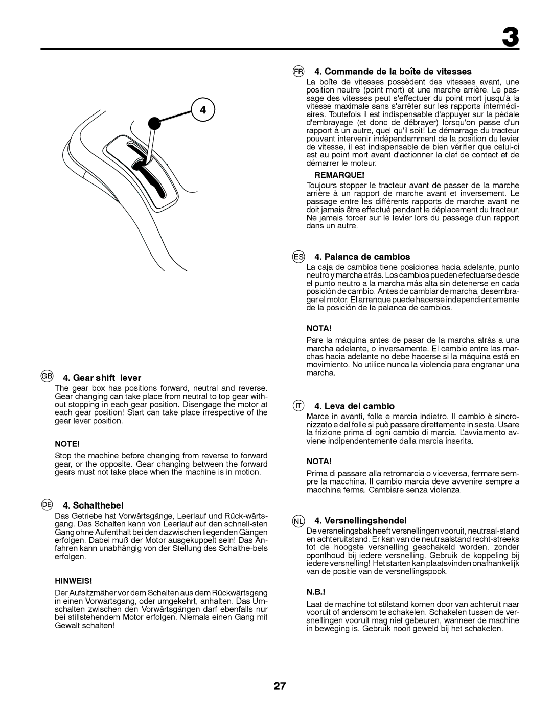 Partner Tech P11577 Gear shift lever, Schalthebel, Commande de la boîte de vitesses, Palanca de cambios, Leva del cambio 