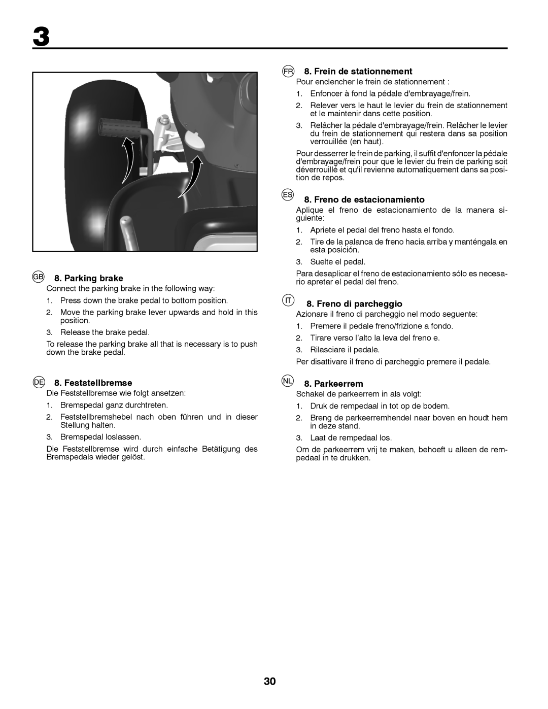 Partner Tech P11577 Parking brake, Feststellbremse, Frein de stationnement, Freno de estacionamiento, Freno di parcheggio 