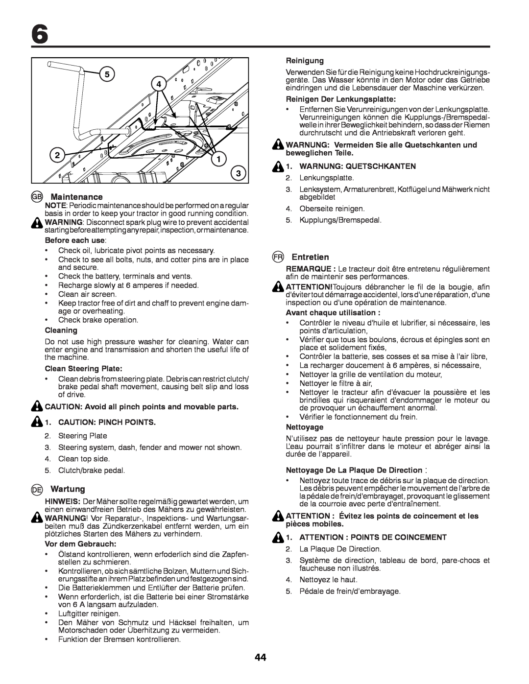 Partner Tech P11577 instruction manual Maintenance, Wartung, Entretien 
