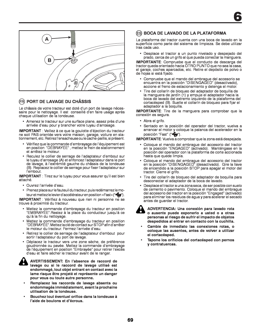 Partner Tech P11577 instruction manual Port De Lavage Du Châssis, Boca De Lavado De La Plataforma 