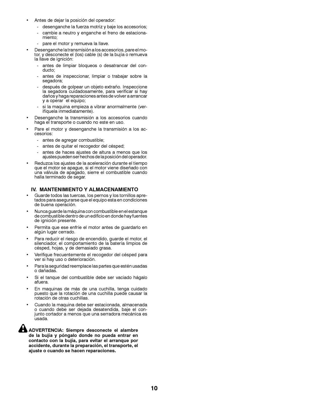 Partner Tech P11577H instruction manual IV. Mantenimiento Y Almacenamiento 