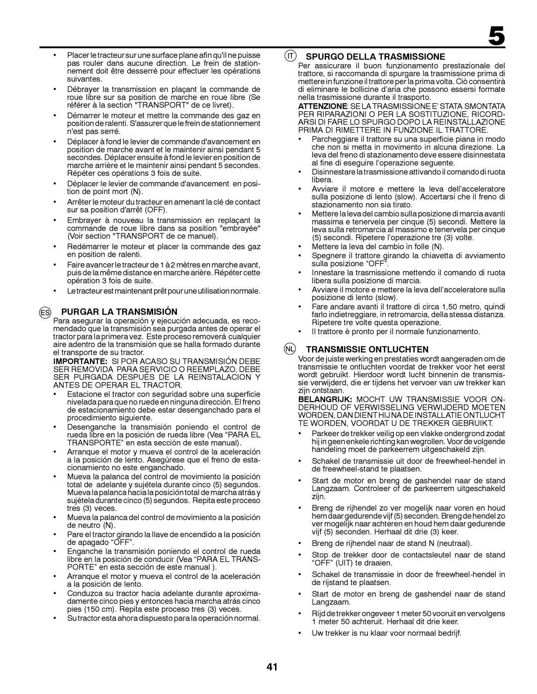 Partner Tech P11577H instruction manual Purgar LA Transmisión, Spurgo Della Trasmissione, Transmissie Ontluchten 