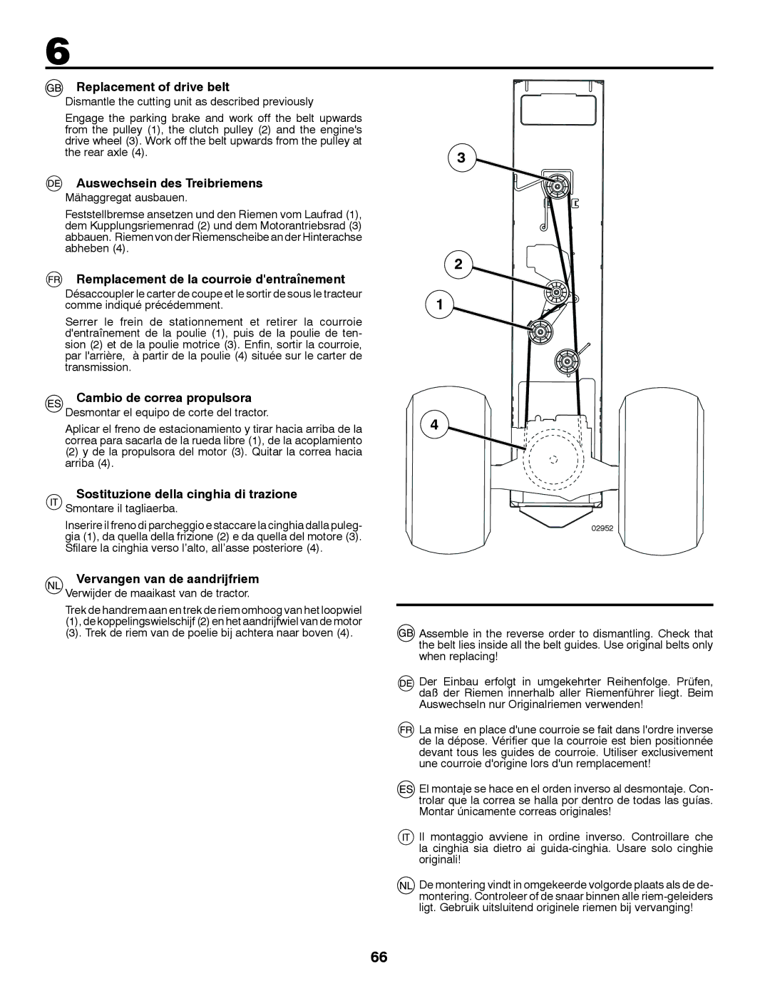 Partner Tech P11577H Replacement of drive belt, Auswechsein des Treibriemens, Remplacement de la courroie dentraînement 