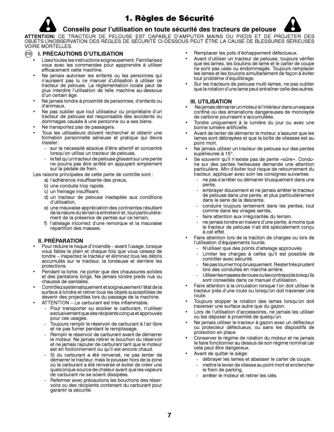 Partner Tech P11577H instruction manual Règles de Sécurité, Précautions D’UTILISATION, II. Préparation, III. Utilisation 