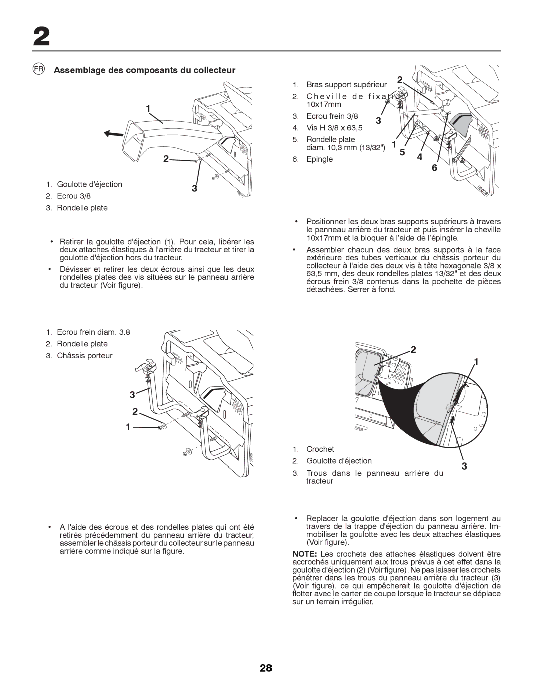 Partner Tech P12597RB instruction manual Assemblage des composants du collecteur, Epingle 