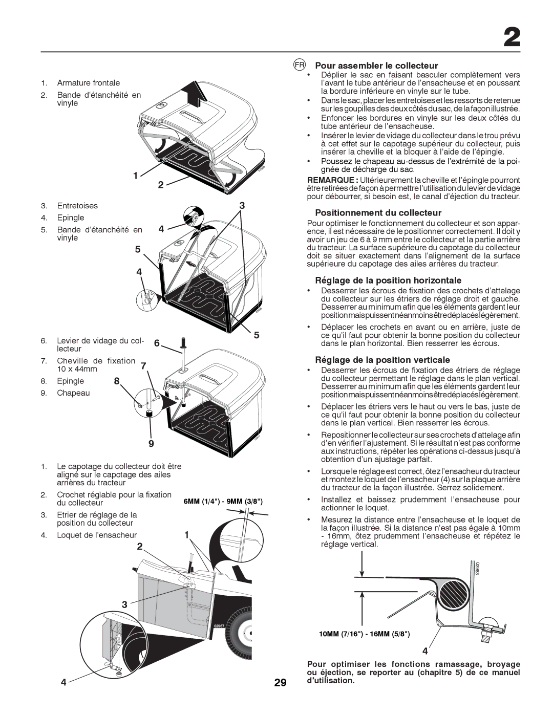 Partner Tech P12597RB Pour assembler le collecteur, Positionnement du collecteur, Réglage de la position horizontale 