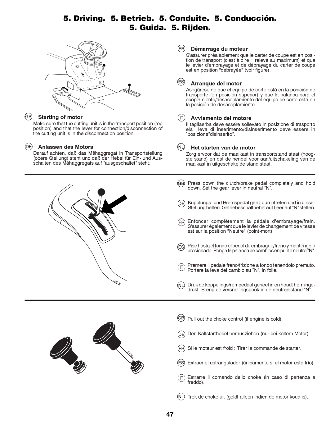 Partner Tech P12597RB instruction manual Driving . Betrieb . Conduite . Conducción Guida . Rijden 