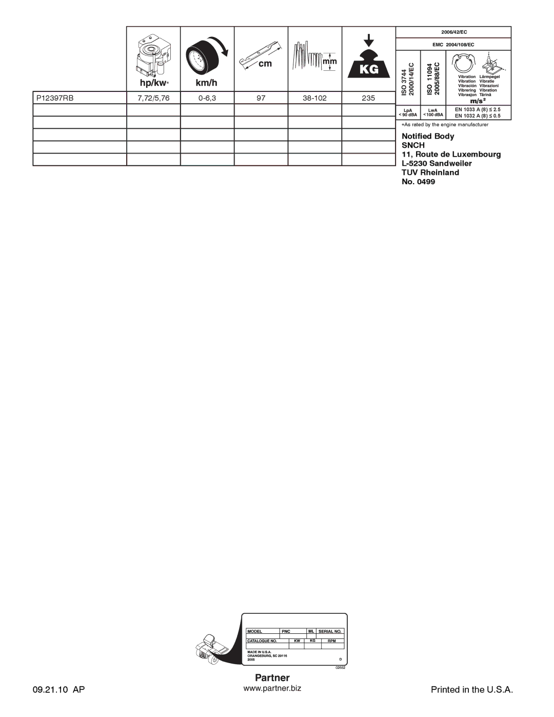 Partner Tech P12597RB instruction manual 09.21.10 AP 