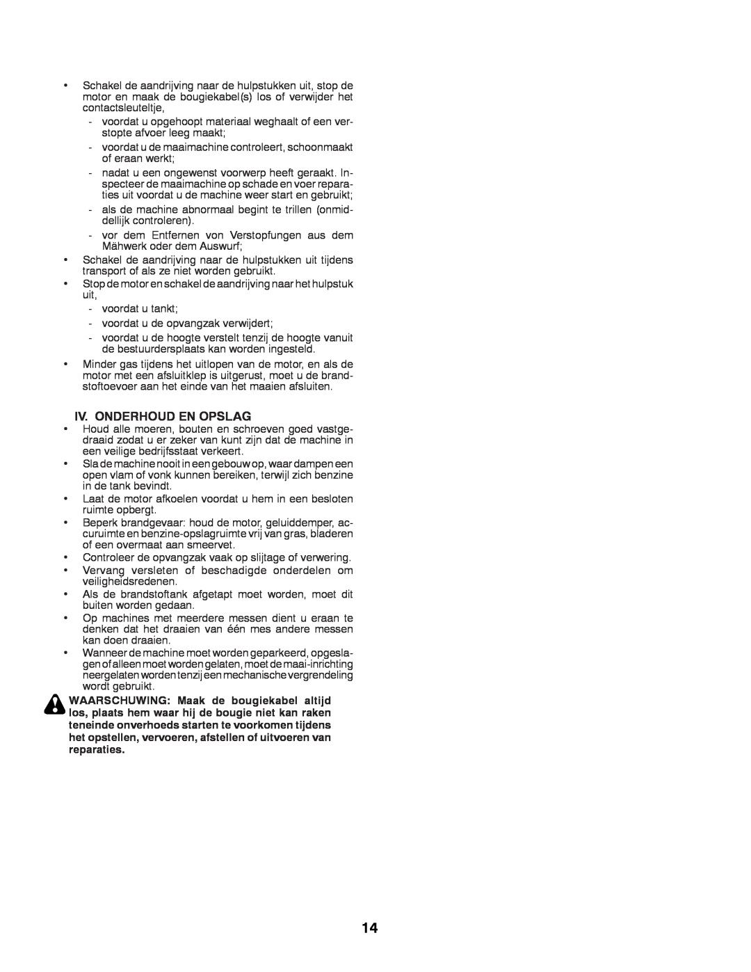 Partner Tech P12597RB instruction manual Iv. Onderhoud En Opslag 