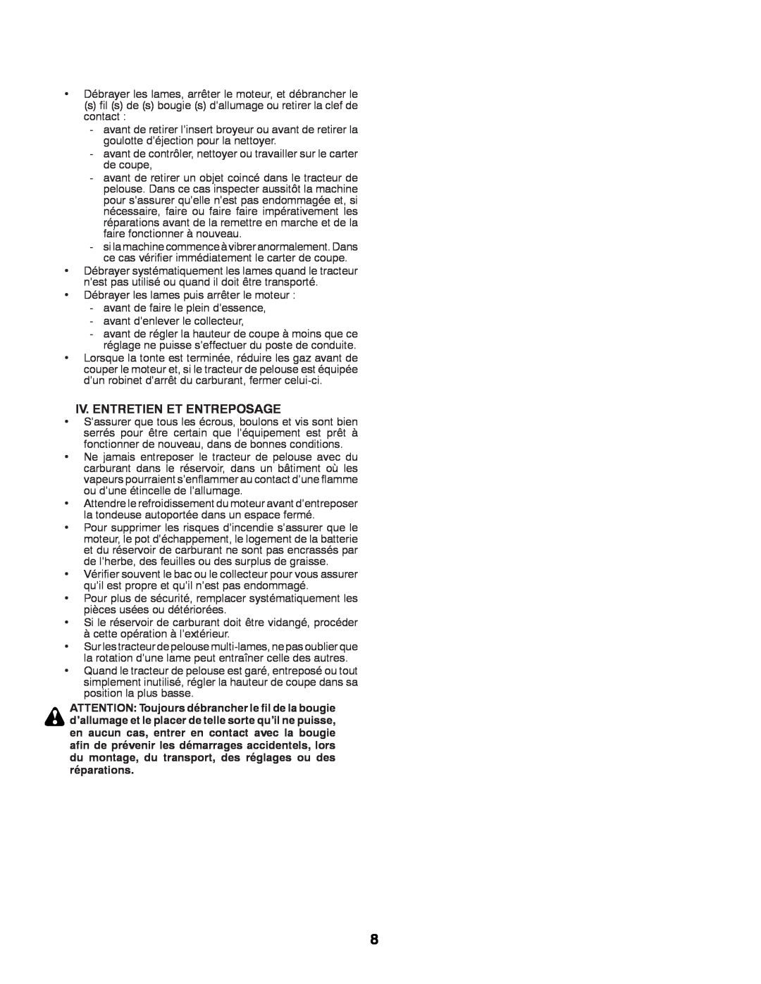 Partner Tech P12597RB instruction manual Iv. Entretien Et Entreposage 