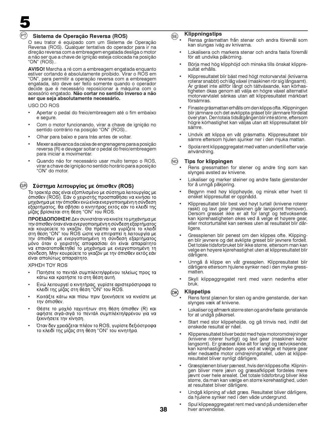 Partner Tech P145107 manual PT Sistema de Operação Reversa ROS, Klippningstips, Tips for klippingen, Klippetips 