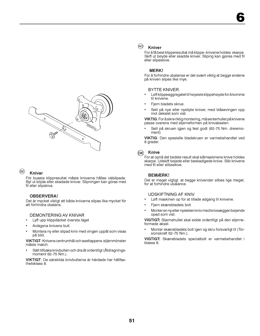 Partner Tech P145107 manual Knivar, Kniver 