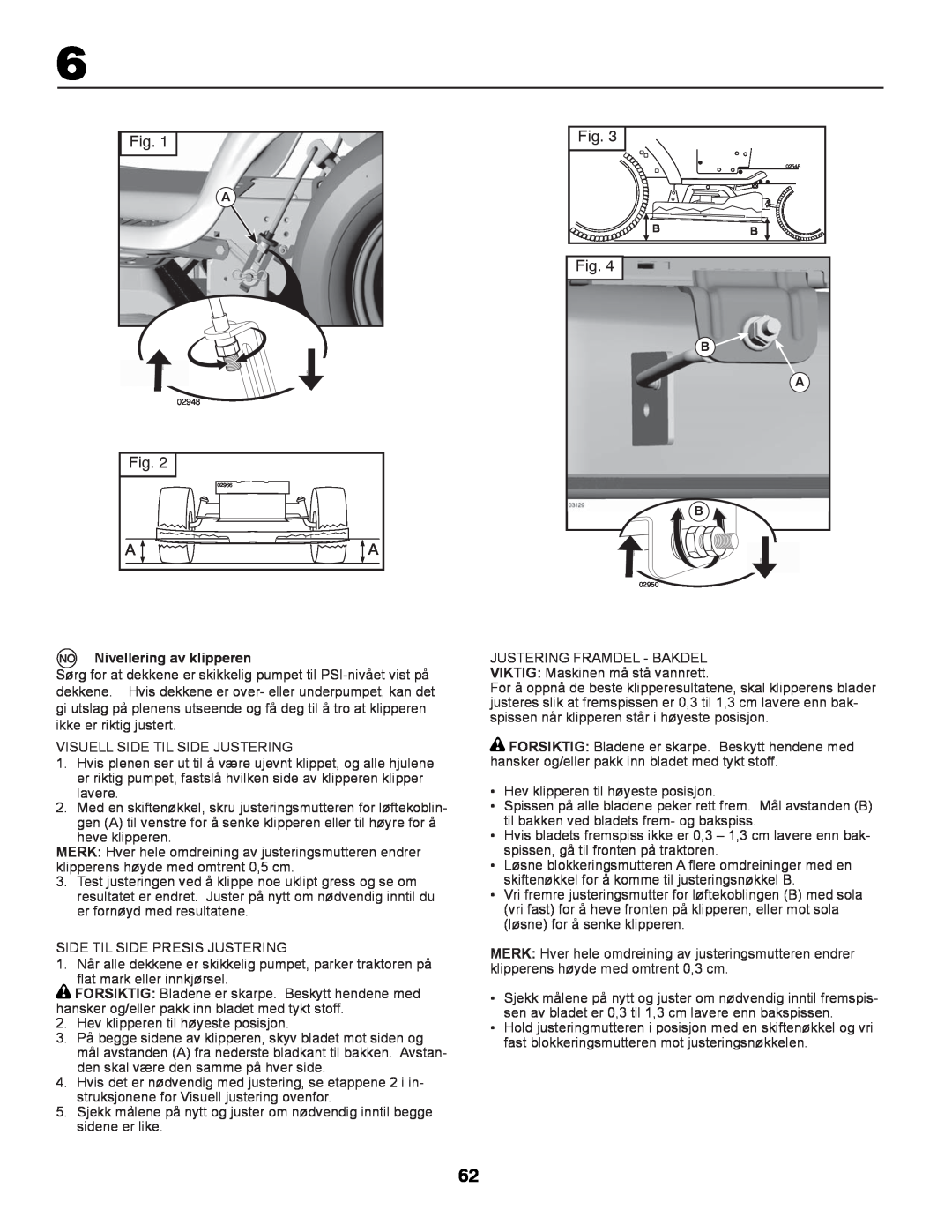 Partner Tech P145107 manual Fig, Nivellering av klipperen 