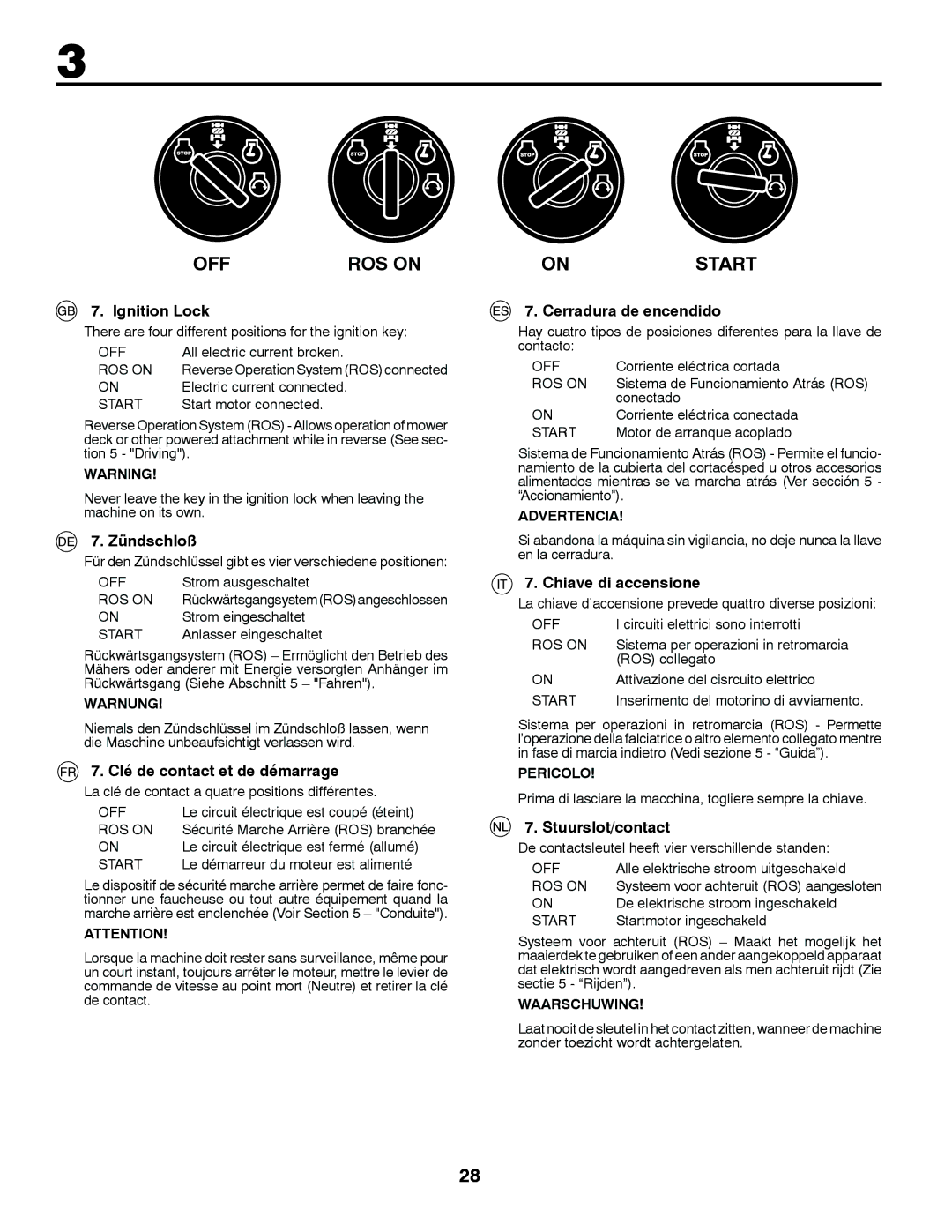 Partner Tech P145107H Ignition Lock, Zündschloß, Clé de contact et de démarrage, Cerradura de encendido, Stuurslot/contact 