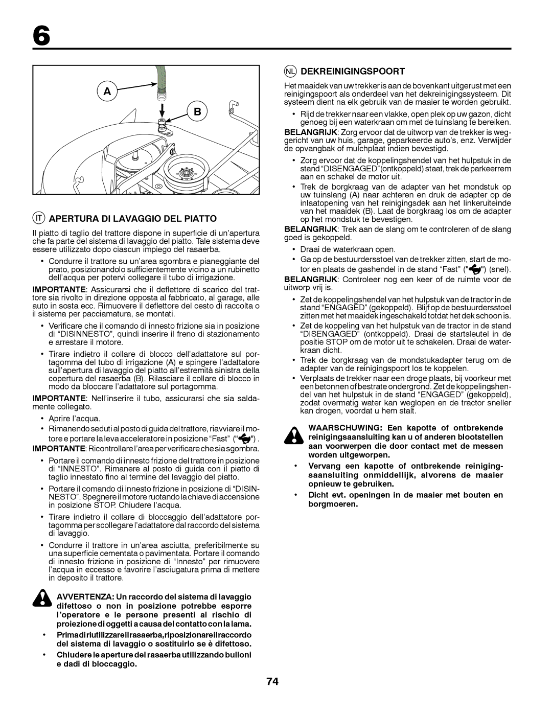 Partner Tech P145107H instruction manual Apertura DI Lavaggio DEL Piatto, Dekreinigingspoort 