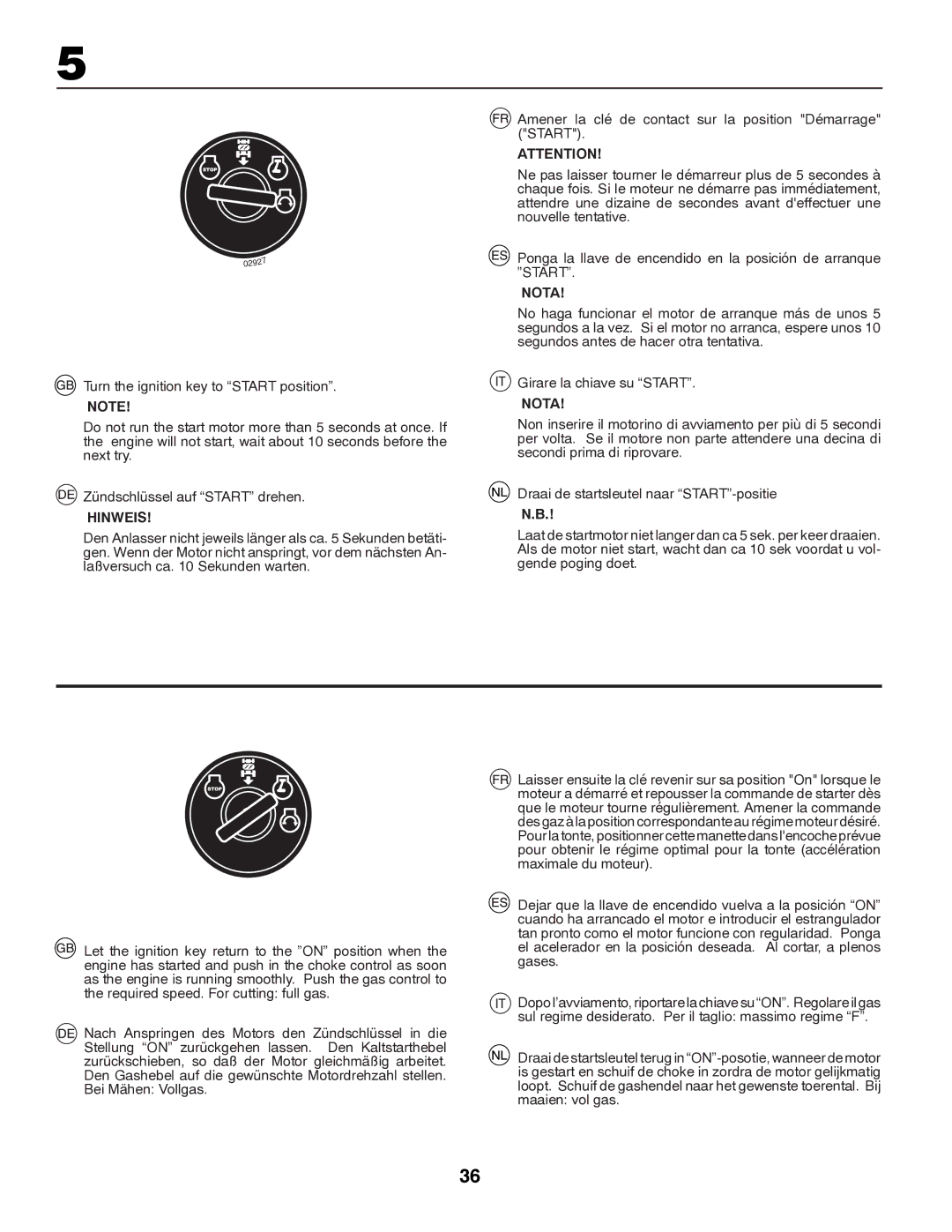 Partner Tech P145107HP instruction manual Hinweis, Nota 