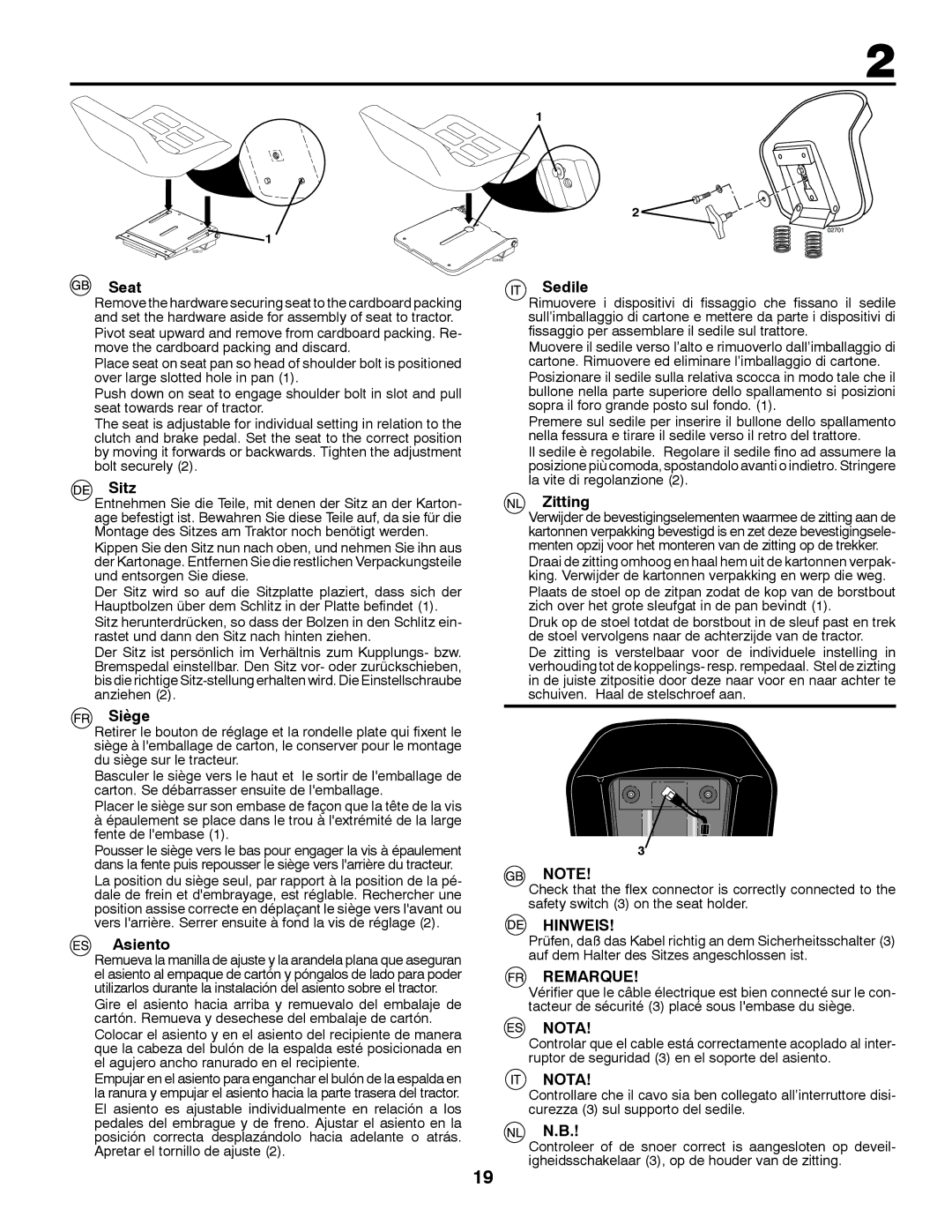 Partner Tech P200107HRB instruction manual Hinweis, Remarque, Nota 