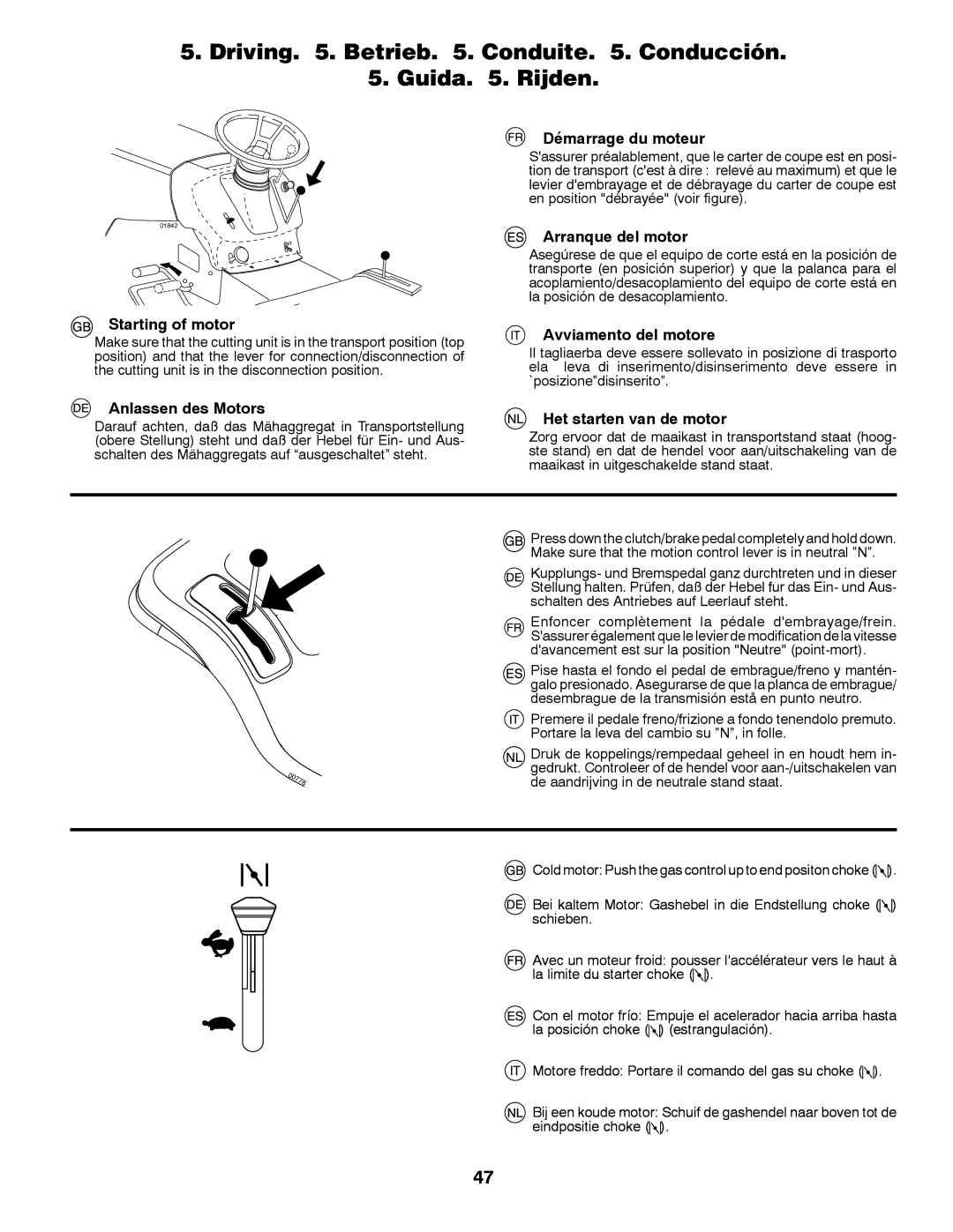 Partner Tech P200107HRB instruction manual Driving . Betrieb . Conduite . Conducción Guida . Rijden 