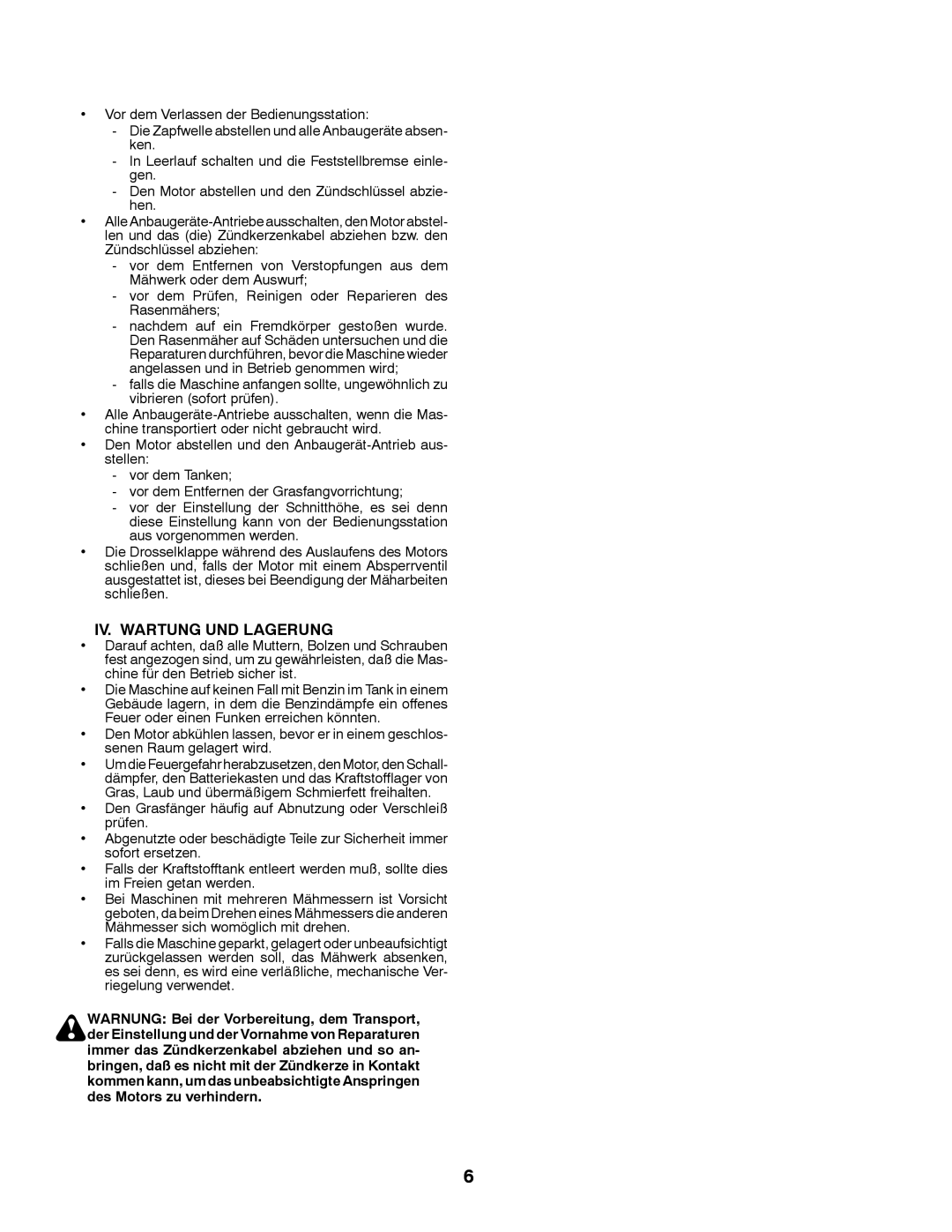 Partner Tech P200107HRB instruction manual IV. Wartung UND Lagerung 