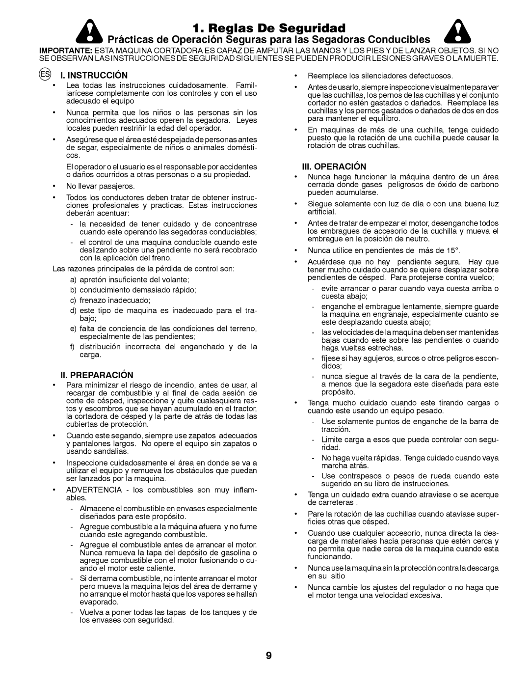 Partner Tech P200107HRB instruction manual Reglas De Seguridad, Instrucción, II. Preparación, III. Operación 