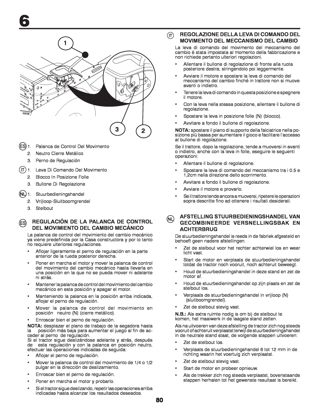 Partner Tech P200107HRB instruction manual Regulación De La Palanca De Control Del Movimiento Del Cambio Mecánico 