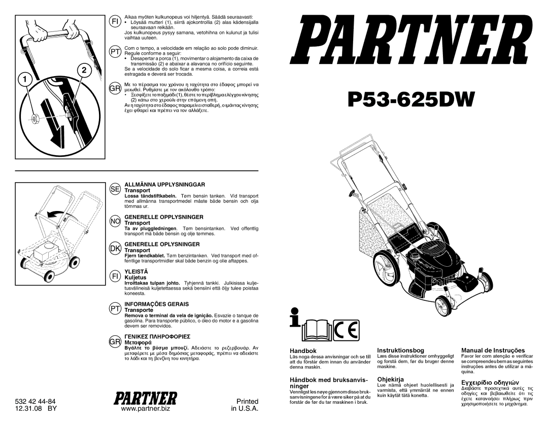 Partner Tech P53-625DW manual Allmänna Upplysninggar, Generelle Opplysninger, Generelle Oplysninger, Yleistä 