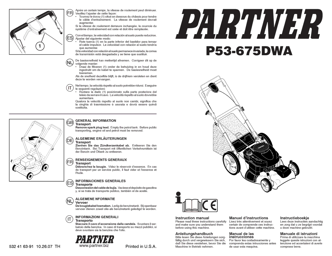 Partner Tech P53-675DWA instruction manual General Information, Algemeine Erläuterungen, Renseignements Generaux 